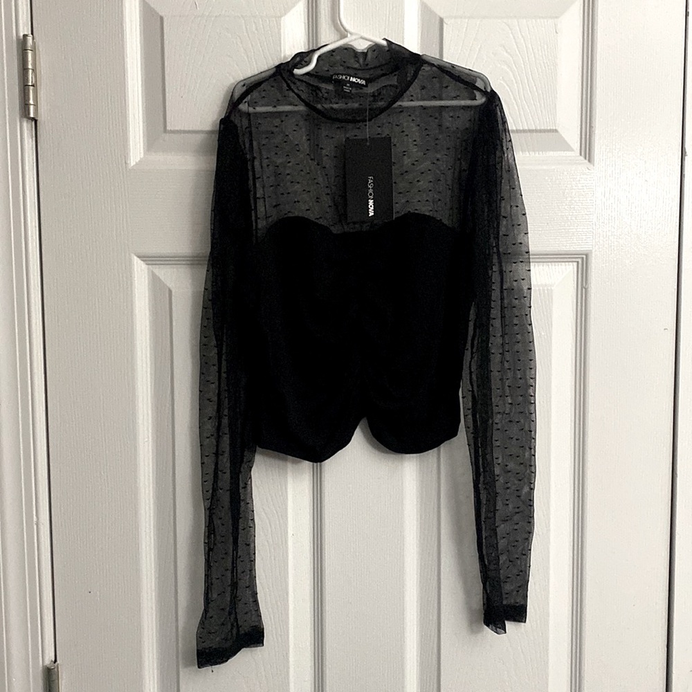 Black mesh top